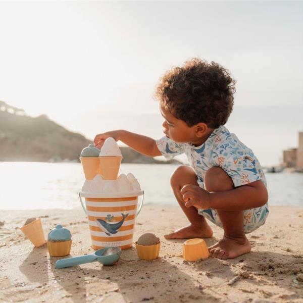 CUBO PLAYA PARA NIÑOS CON MOLDE DE HELADOS JUGUETE ARENA BEBES LITTLE DUTCH