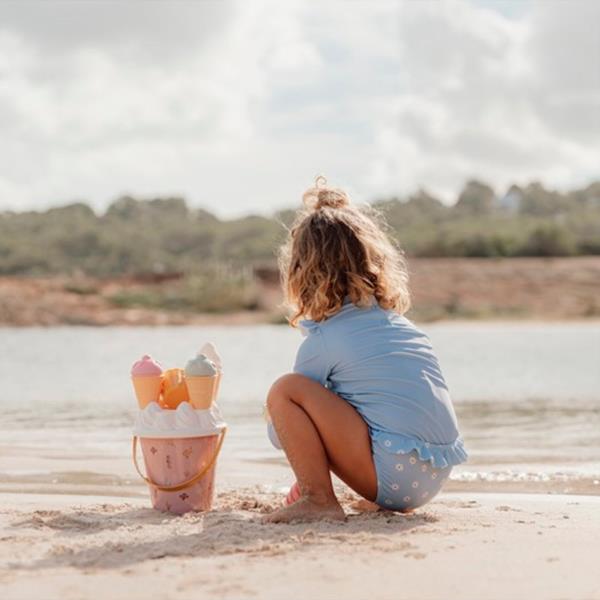 CUBO PLAYA PARA NIÑOS CON MOLDE DE HELADOS JUGUETE ARENA BEBES LITTLE DUTCH