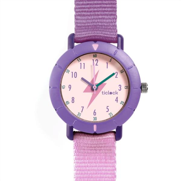 Reloj infantil Sport Purple Flash Djeco morado regalo comunión niños niñas