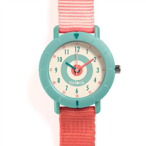 Reloj infantil Sport pink target Djeco morado regalo comunión niños niñas