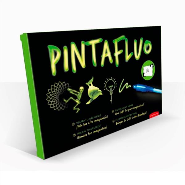 PINTAFLUO PIZARRA LUZ A4 DIBUJAR BOLIS ULTRAVIOLETA JUEGO INFANTIL CREATIVIDAD