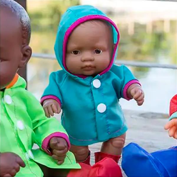 TRAJE LLUVIA MUÑECO BEBE MINILAND 21CM FOMENTA EMPATIA LENGUAJE DESARROLLO INFANTIL NIÑOS