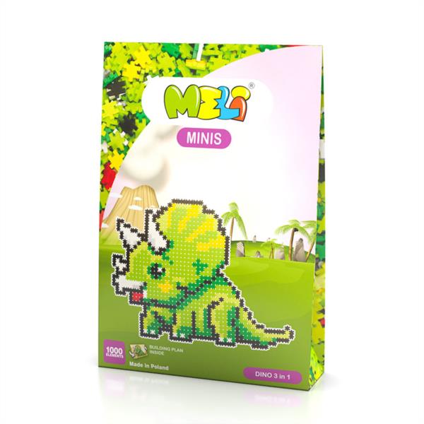 BLOQUES MELI MINIS DINO 3EN1 1000 PIEZAS MOSAICO JUEGO JUGUETE CONSTRUCION 3D MOTRICIDAD FINA NIÑOS