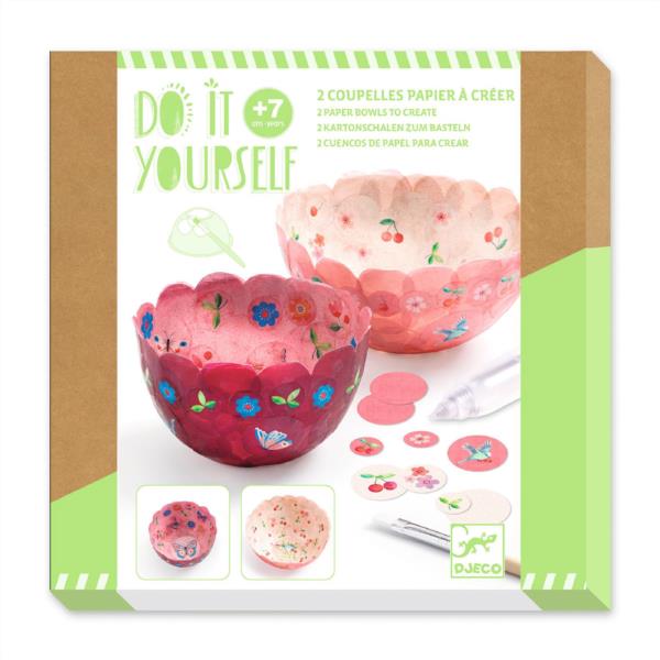 MANUALIDAD INFANTIL NIÑOS DIY KIT CREATIVO 2 CUENCOS DECORATIVOS ROSA DJECO