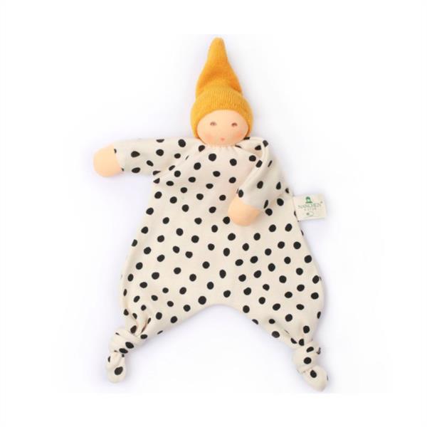 DOUDOU LUNARES DE ALGODÓN ECOLÓGICO CON GORRO DORADO NANCHEN NATUR APEGO CALMA BEBE