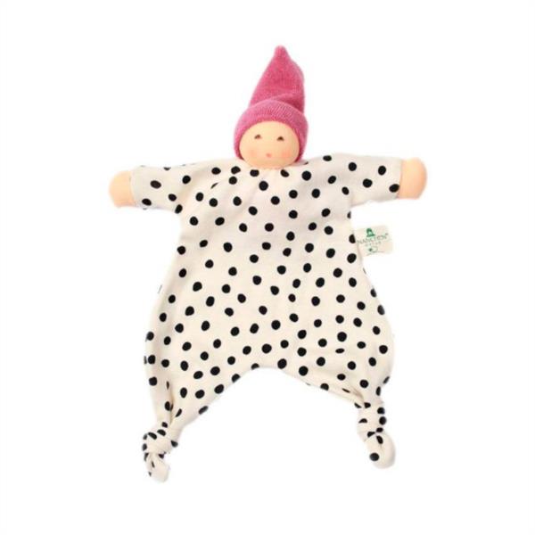 DOUDOU LUNARES DE ALGODÓN ECOLÓGICO CON GORRO ROSA FLORAL NANCHEN NATUR APEGO CALMA BEBE