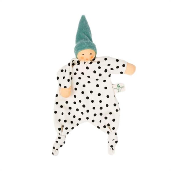 DOUDOU LUNARES DE ALGODÓN ECOLÓGICO CON GORRO VERDE NANCHEN NATUR APEGO CALMA BEBE