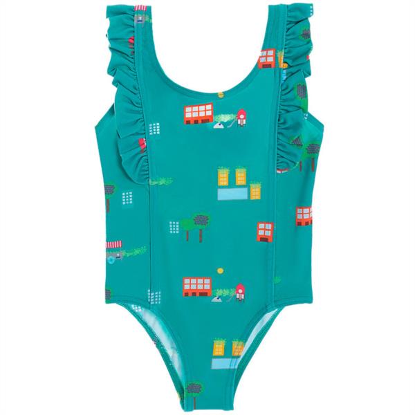 BAÑADOR NIÑA LYCRA CALIDAD ESTAMPADO CIUDAD GUITO PROTECCION SOLAR BAÑO PLAYA PISCINA