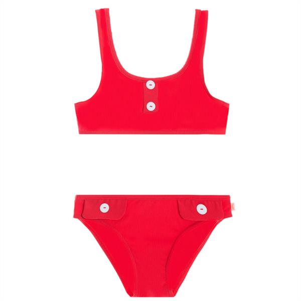 BAÑADOR BIKINI NIÑA LYCRA CALIDAD ROJO RETRO GUITO PROTECCION SOLAR PLAYA PISCINA