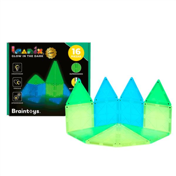 bloques magneticos infantil glow imanix braintoys 16 piezas fomenta concentracion creatividad