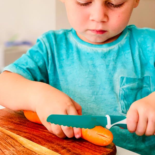 CUCHILLO AUTONOMIA NIÑOS VERDE KIDDIKUTTER CORTAR SEGURIDAD INFANTIL COCINA