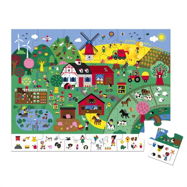 puzzle puzle janod infantil niños granja fomenta motricidad fina concentracion formas y colores