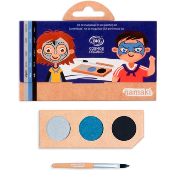 KIT MAQUILLAJE CABALLERO SUPERHEROE NAMAKI DISFRAZ SET PINCEL PINTURA CARA PINTACARA NIÑOS INFANTIL