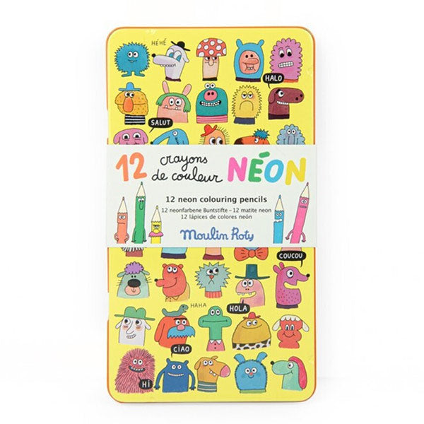 12 Lápices Colores Neón Les Schmouks Moulin Roty