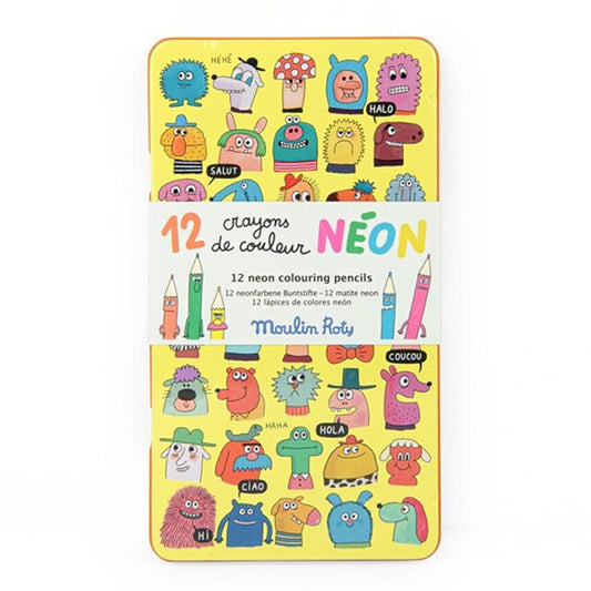 12 Lápices Colores Neón Les Schmouks Moulin Roty