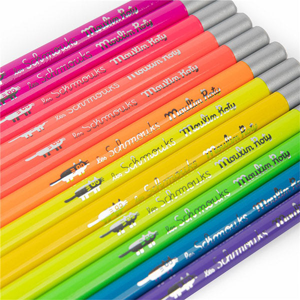12 Lápices Colores Neón Les Schmouks Moulin Roty