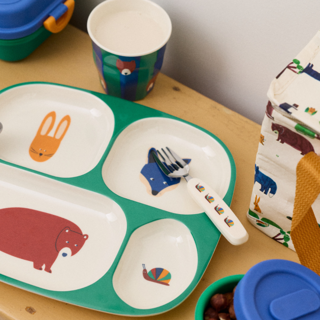 Plato Infantil Compartimentos Animales La Foret