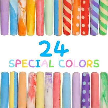 24 Tizas Colores Gigantes XXL Lavables Con 2 Aplicadores