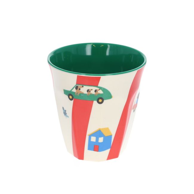 Vaso Infantil Grande Melamina Vehículos Y Perros Croquette