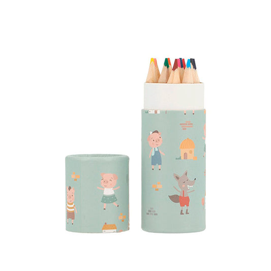 Tubo 12 Lápices Colores The Three Little Pigs