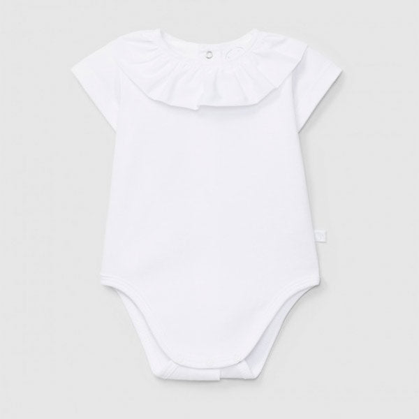 Body Manga Corta Cuello De Volantes Color Blanco Laranjinha