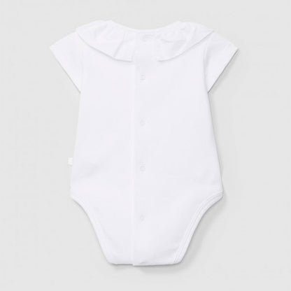 Body Manga Corta Cuello De Volantes Color Blanco Laranjinha
