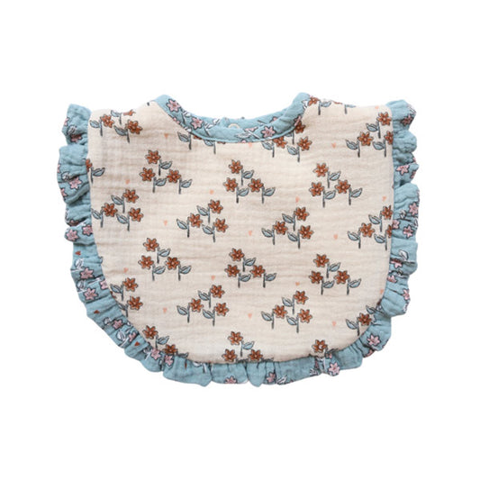 Babero Floral Con Borde Volante Azul A La Cueillette