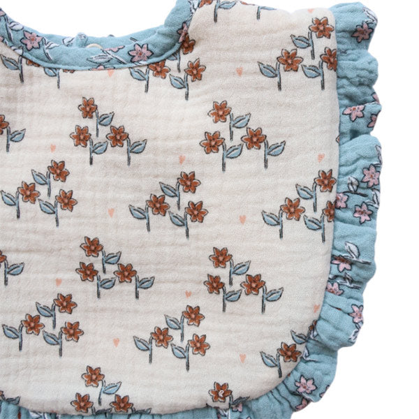 Babero Floral Con Borde Volante Azul A La Cueillette