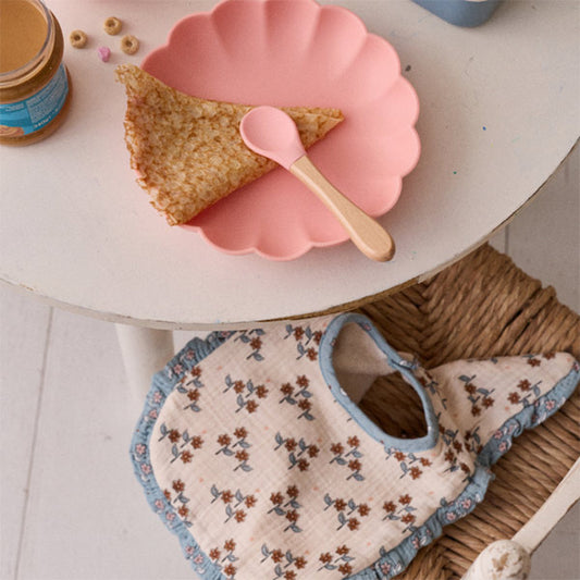 Babero Floral Con Borde Volante Azul A La Cueillette