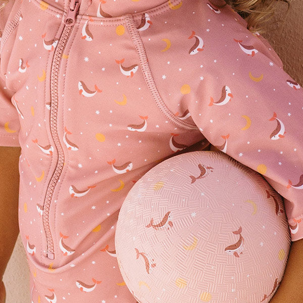 Bañador Cremallera Protección Solar UV Infantil Whale Pink
