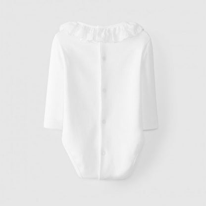 Body Manga Larga Cuello Bordado Color Blanco Laranjinha