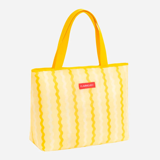 Bolsa Térmica Plastificada Con Abridor Amarillo Flamingueo