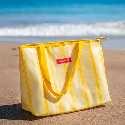 Bolsa Térmica Plastificada Con Abridor Amarillo Flamingueo