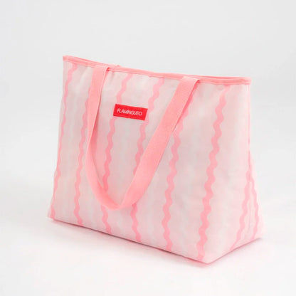 Bolsa Térmica Plastificada Con Abridor Rosa Flamingueo