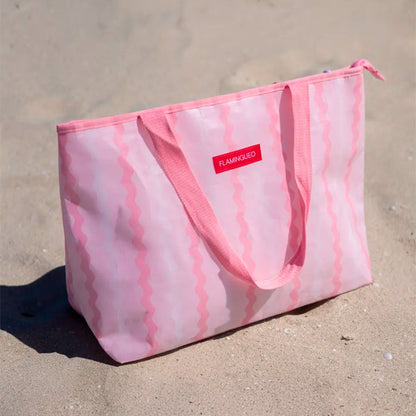 Bolsa Térmica Plastificada Con Abridor Rosa Flamingueo