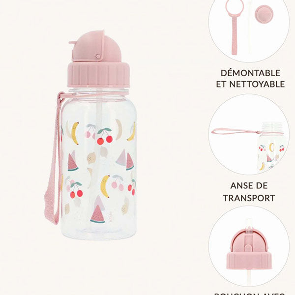 Botella Plástico Frutas Con Pajita 500 ml Tutete