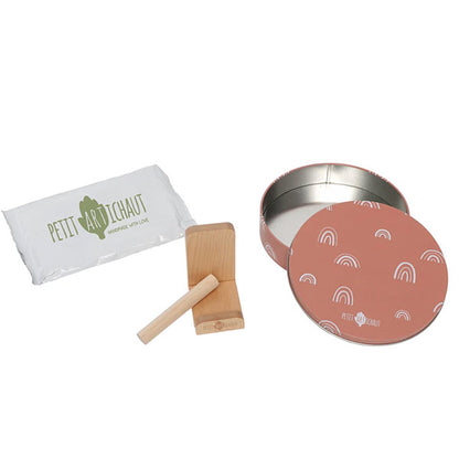 Caja Huella de Bebé Redonda Rainbow Terracotta