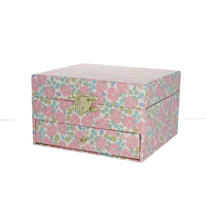 Caja Joyero Musical Flores Fondo Crema