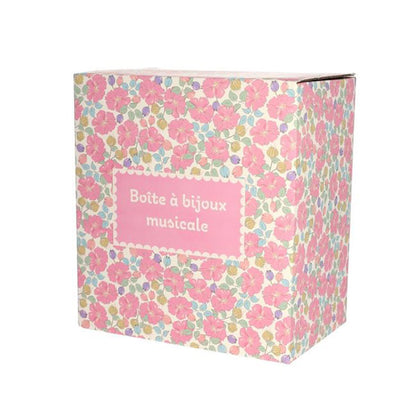 Caja Joyero Musical Flores Fondo Crema