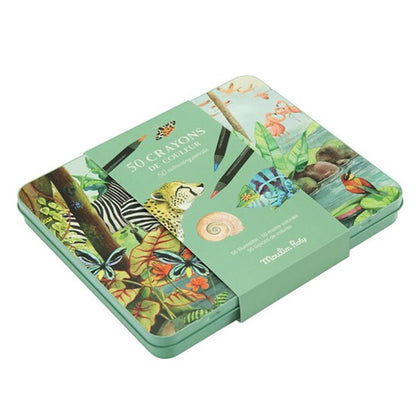 Caja Metálica Con 50 Lápices Colores Moulin Roty Tout Autour