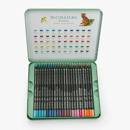 Caja Metálica Con 50 Lápices Colores Moulin Roty Tout Autour