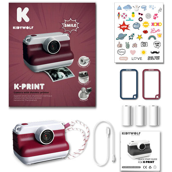 Cámara Fotos Digital Impresión Térmica K-Print Rojo KidyWolf