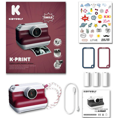Cámara Fotos Digital Impresión Térmica K-Print Rojo KidyWolf
