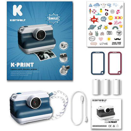 Cámara Fotos Digital Impresión Térmica K-Print Azul KidyWolf