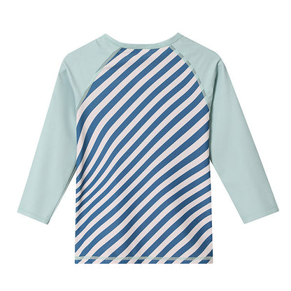 Camiseta Protección Solar UV Infantil Manga Larga Rayas Azules