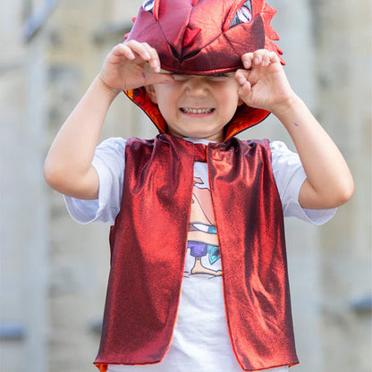 Chaleco Dragón Rojo Con Capucha Talla 3-4 Años Great Pretenders