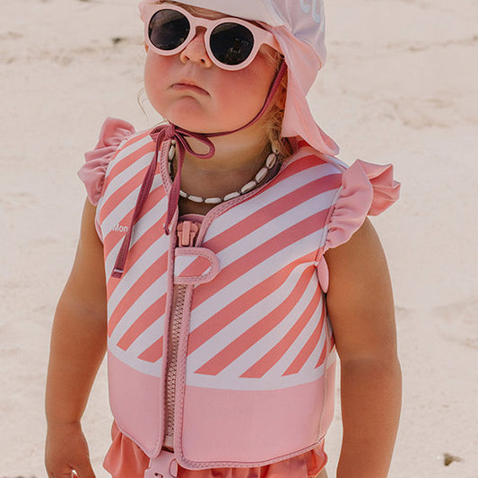 Chaleco Flotador Aprendizaje para Niños Monneka Rayas Rosas 2-6 Años