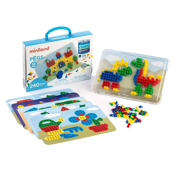 Clavijas Colores Primarios 10 mm Miniland 240 Piezas