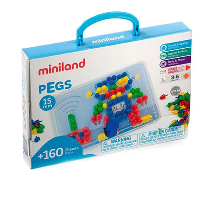 Clavijas Colores Primarios 15 mm Miniland 160 Piezas