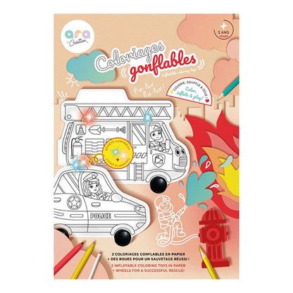 Coches Rescate Inflables Coloreables Con Luz Flash